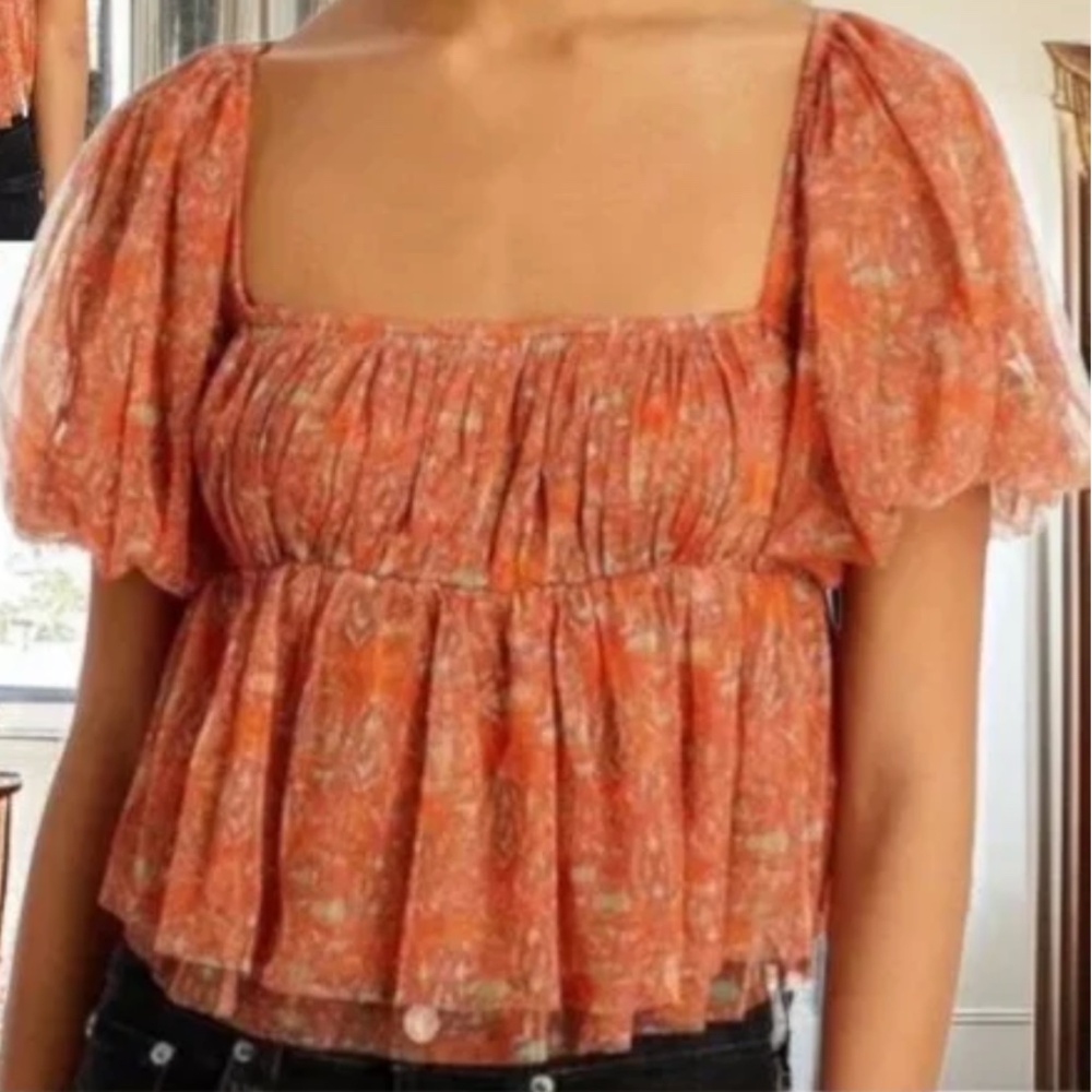 Floral Penelope Smocked Puff Sleeve Baby Doll Top